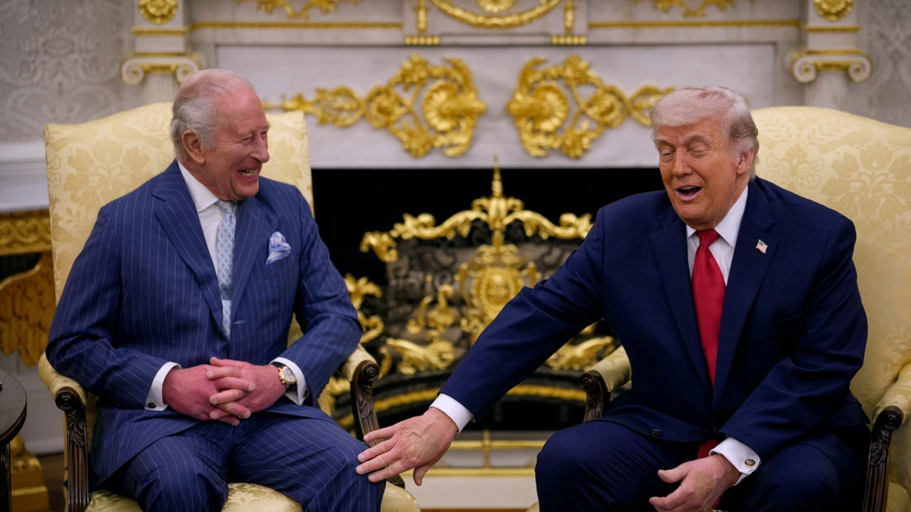 Król Karol III i Donald Trump podczas spotkania