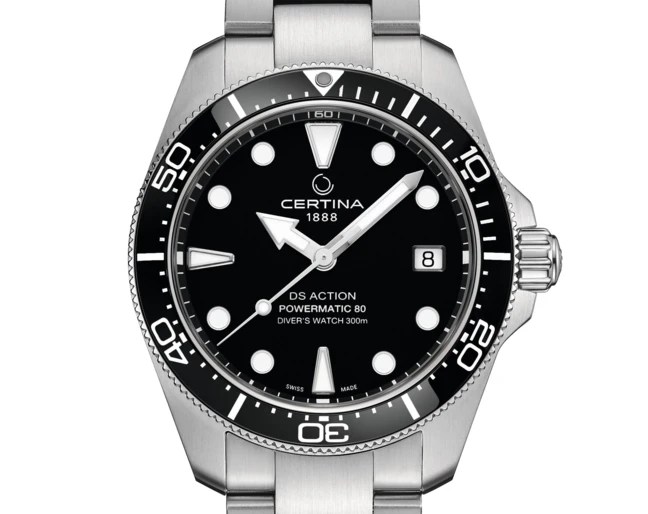 Zegarek Certina DS Action Diver 38 mm Powermatic 80 z czarną tarczą