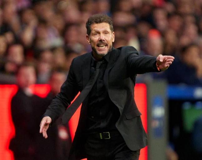 Diego Simeone podczas ćwierćfinału Ligi Mistrz&oacute;w Atletico Madryt-FC Barcelona