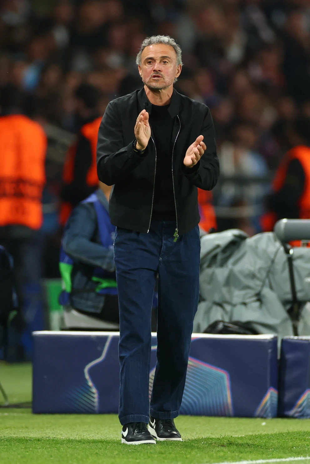 Luis Enrique podczas meczu Ligi Mistrz&oacute;w PSG-Bayern Monachium