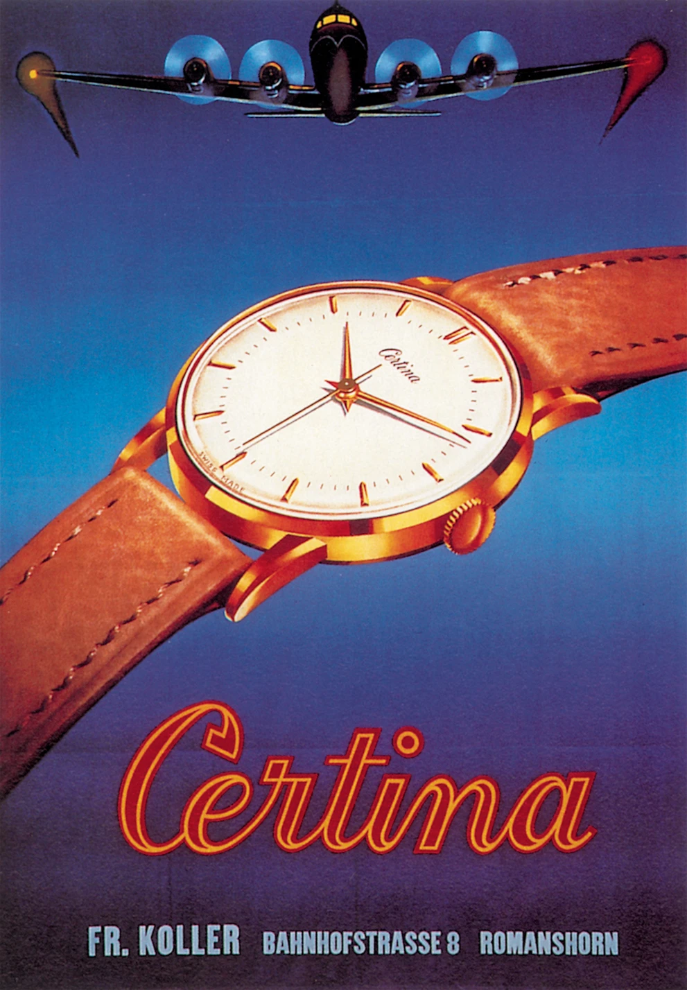 Reklama zegarka Certina z 1955 roku
