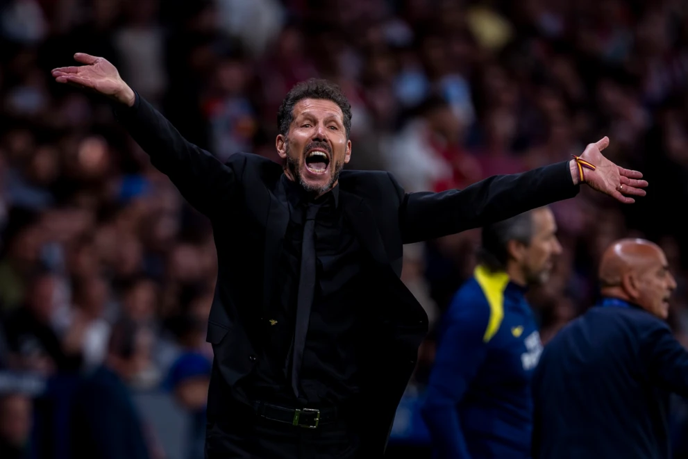 Diego Simeone podczas ćwierćfinału Ligi Mistrz&oacute;w Atletico Madryt-FC Barcelona