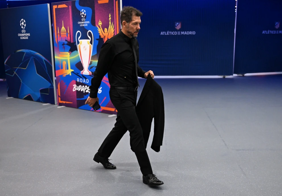 Diego Simeone podczas ćwierćfinału Ligi Mistrz&oacute;w Atletico Madryt-FC Barcelona