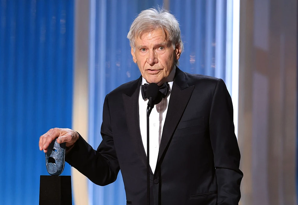 Harrison Ford odbierający nagrodę za całokształt twórczości
