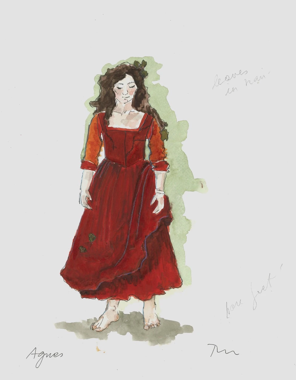 szkic kostiumu Agnes w „Hamnecie"